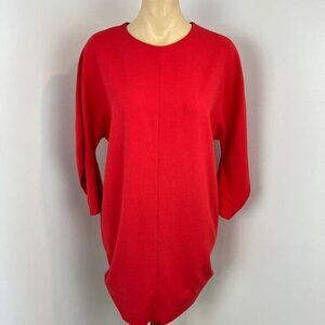 COS Womens 6 Bright Red Long 3/4 Sleeve Knee Length Sweater Dress Zipper Pockets